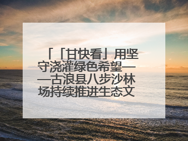 「甘快看」用坚守浇灌绿色希望——古浪县八步沙林场持续推进生态文明建设见闻