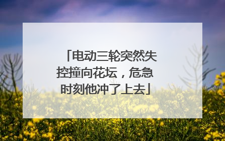 电动三轮突然失控撞向花坛，危急时刻他冲了上去