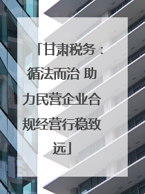 甘肃税务：循法而治 助力民营企业合规经营行稳致远