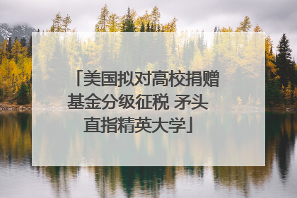 美国拟对高校捐赠基金分级征税 矛头直指精英大学
