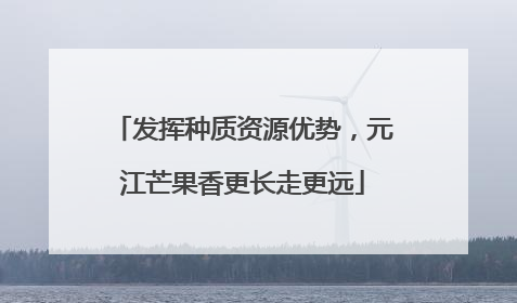 发挥种质资源优势，元江芒果香更长走更远