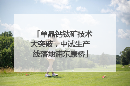 单晶钙钛矿技术大突破，中试生产线落地浦东康桥