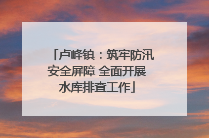 卢峰镇：筑牢防汛安全屏障 全面开展水库排查工作