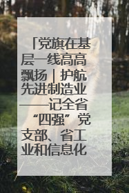 党旗在基层一线高高飘扬｜护航先进制造业——记全省“四强”党支部、省工业和信息化厅装备工业处党支部