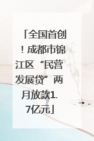 全国首创！成都市锦江区“民营发展贷”两月放款1.7亿元
