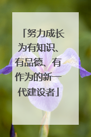 努力成长为有知识、有品德、有作为的新一代建设者