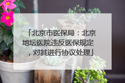 北京市医保局：北京地坛医院违反医保规定，对其进行协议处理