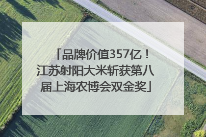 品牌价值357亿！江苏射阳大米斩获第八届上海农博会双金奖
