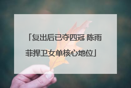 复出后已夺四冠 陈雨菲捍卫女单核心地位