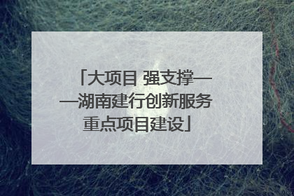 大项目 强支撑——湖南建行创新服务重点项目建设