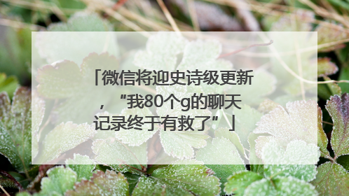 微信将迎史诗级更新，“我80个g的聊天记录终于有救了”