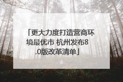 更大力度打造营商环境最优市 杭州发布8.0版改革清单