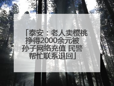 泰安：老人卖樱桃挣得2000余元被孙子网络充值 民警帮忙联系退回