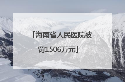 海南省人民医院被罚1506万元
