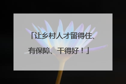 让乡村人才留得住、有保障、干得好！