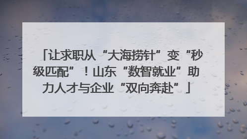 让求职从“大海捞针”变“秒级匹配”！山东“数智就业”助力人才与企业“双向奔赴”