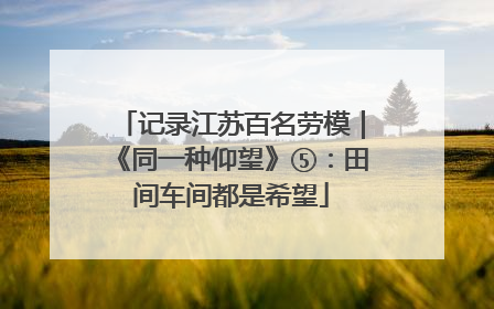 记录江苏百名劳模｜《同一种仰望》⑤：田间车间都是希望