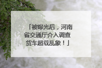 被曝光后，河南省交通厅介入调查货车超载乱象！