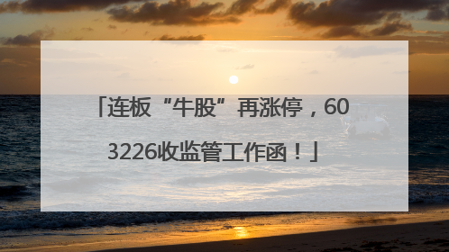 连板“牛股”再涨停，603226收监管工作函！