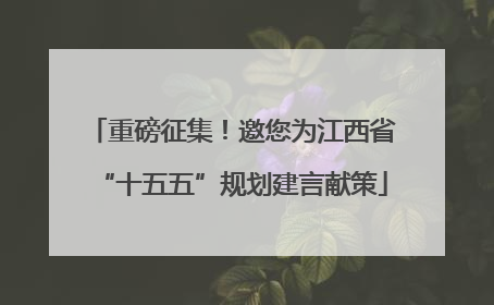 重磅征集！邀您为江西省“十五五”规划建言献策