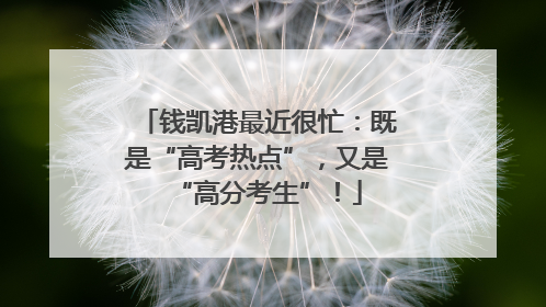 钱凯港最近很忙：既是“高考热点”，又是“高分考生”！