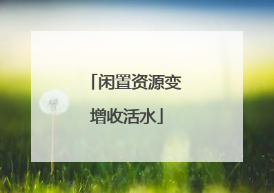 闲置资源变增收活水