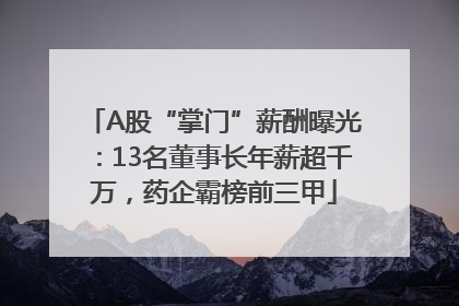 A股“掌门”薪酬曝光：13名董事长年薪超千万，药企霸榜前三甲
